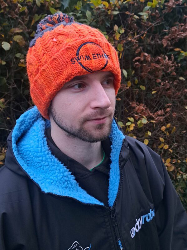 Swim Ethos Bobble Beanie (Orange/Grey) - Image 4