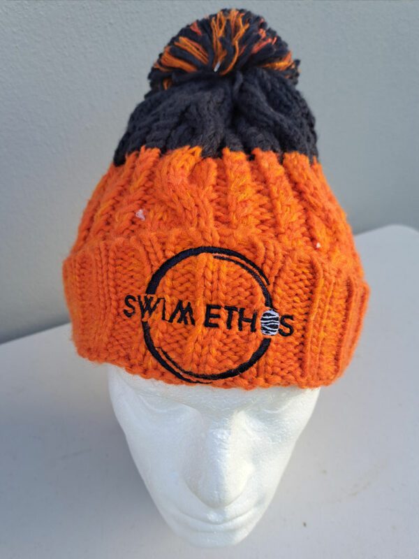 Swim Ethos Bobble Beanie (Orange/Grey) - Image 2